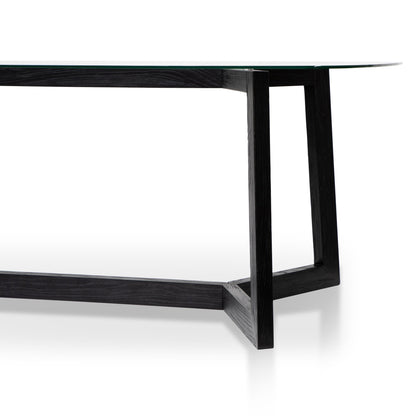 Ex Display - Massey 2.4m Dining Table - Glass Top with Black Base
