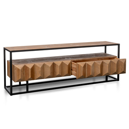 1.8m Entertainment TV Unit - Natural with Black Frame