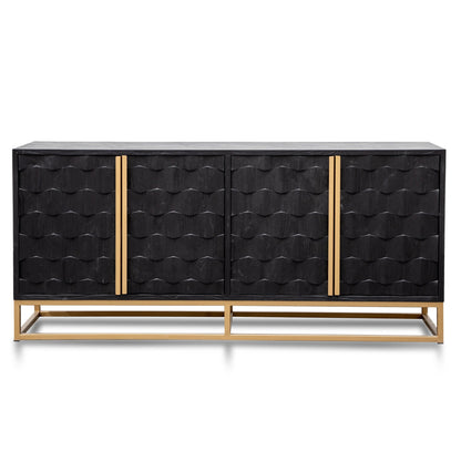 1.78m Sideboard - Black Wood with Gold Handle