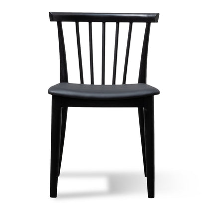 Dining chair - Solid timber and Black PU(Set of 2)