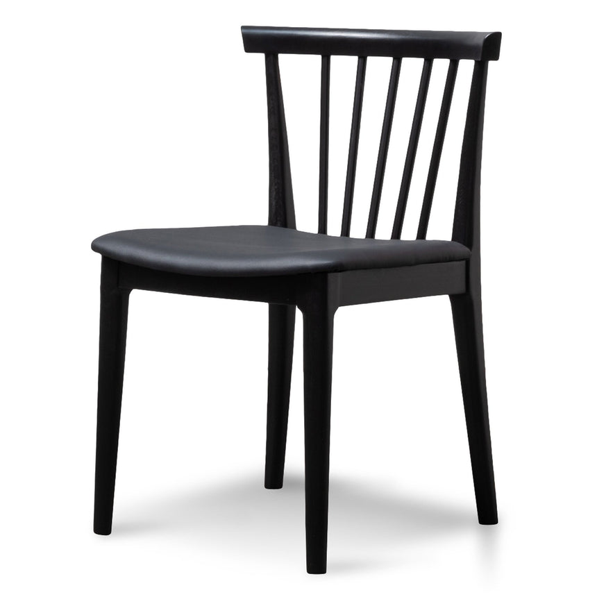 Dining chair - Solid timber and Black PU(Set of 2)