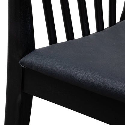 Dining chair - Solid timber and Black PU(Set of 2)