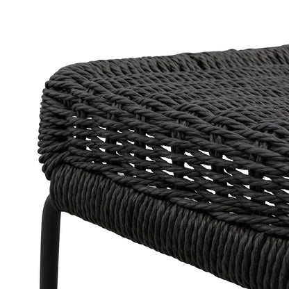65cm Bar Stool - Black Cord Seat - Black Frame