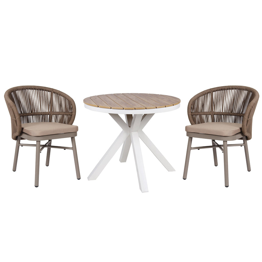 90cm Round Sand White Outdoor Dining Table - Natural