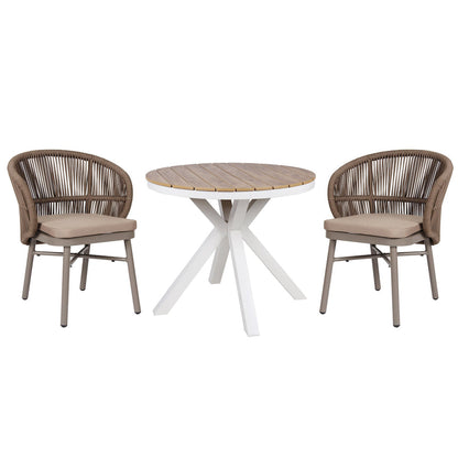 90cm Round Sand White Outdoor Dining Table - Natural