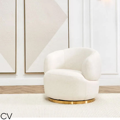Tubby Swivel Arm Chair - Natural Linen