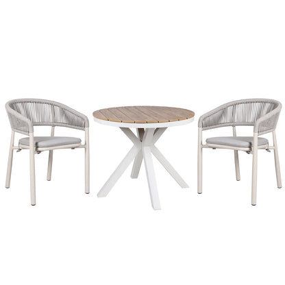 90cm Round Sand White Outdoor Dining Table - Natural