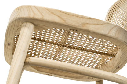 Set of 2 - Zara Teak Wood Cane Dining Chair - Natural