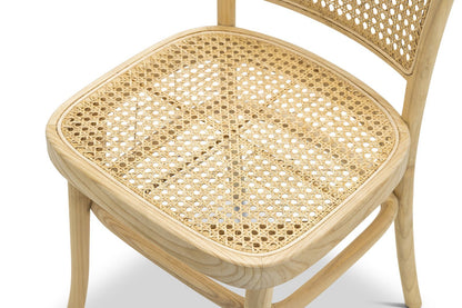 Set of 2 - Zara Teak Wood Cane Dining Chair - Natural