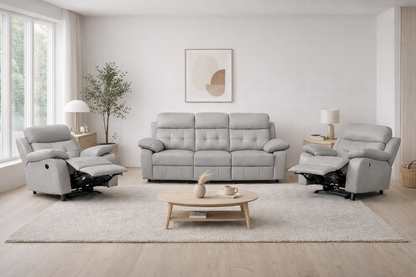 Cosmic Leather Recliner Lounge Set - Silver