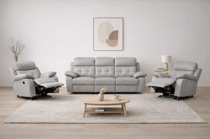 Cosmic Leather Recliner Lounge Set - Silver