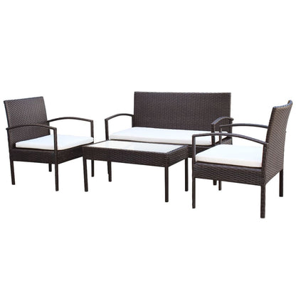 4 Piece Garden Lounge Set With Cushions Poly Rattan