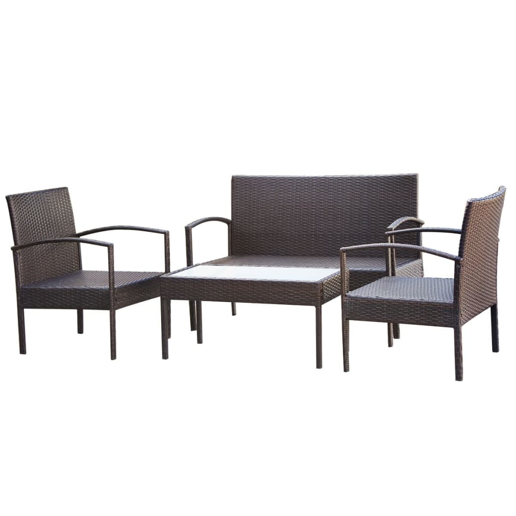 4 Piece Garden Lounge Set With Cushions Poly Rattan