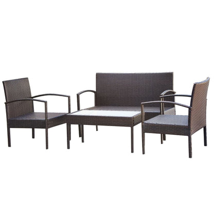 4 Piece Garden Lounge Set With Cushions Poly Rattan
