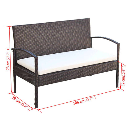 4 Piece Garden Lounge Set With Cushions Poly Rattan