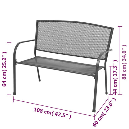 Garden Bench 108 Cm Steel And Mesh Anthracite