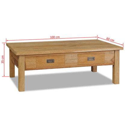 Coffee Table Solid Teak 100X60X35 Cm