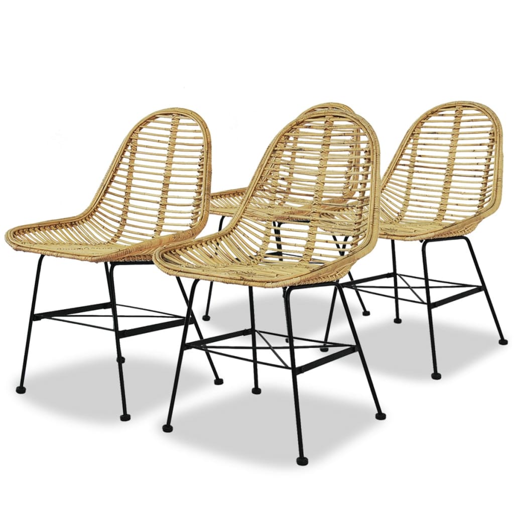 Dining Chairs 2 Pcs Natural Rattan