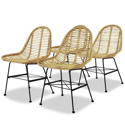 Dining Chairs 2 Pcs Natural Rattan