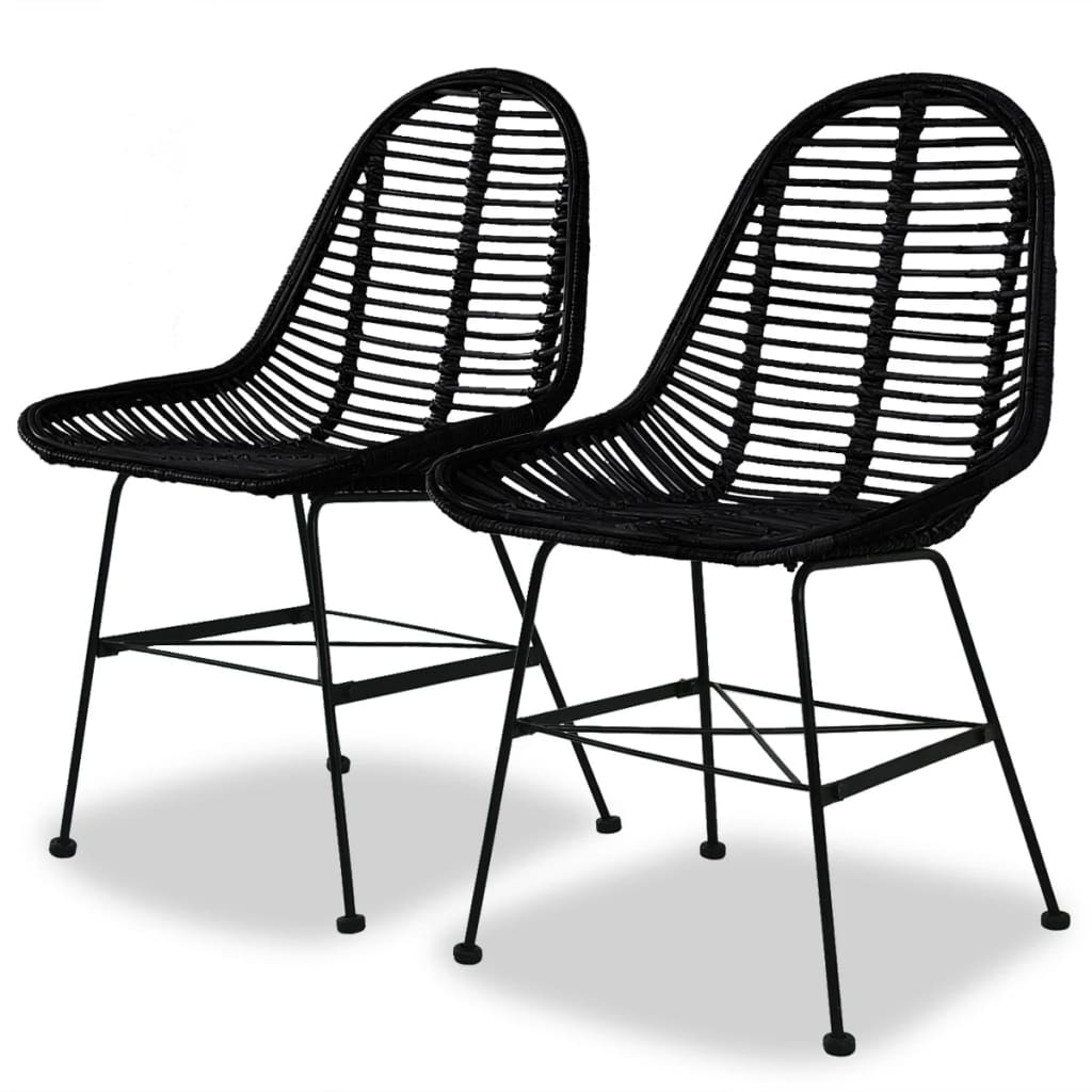 Dining Chairs 2 Pcs Natural Rattan