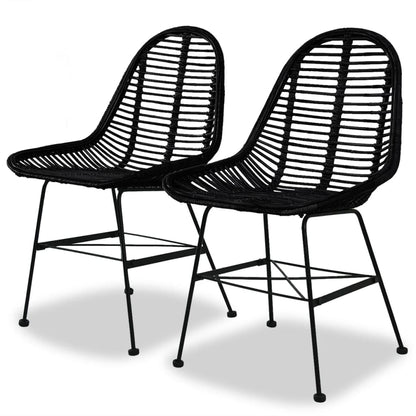 Dining Chairs 2 Pcs Natural Rattan