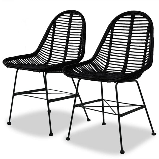 Dining Chairs 2 Pcs Natural Rattan