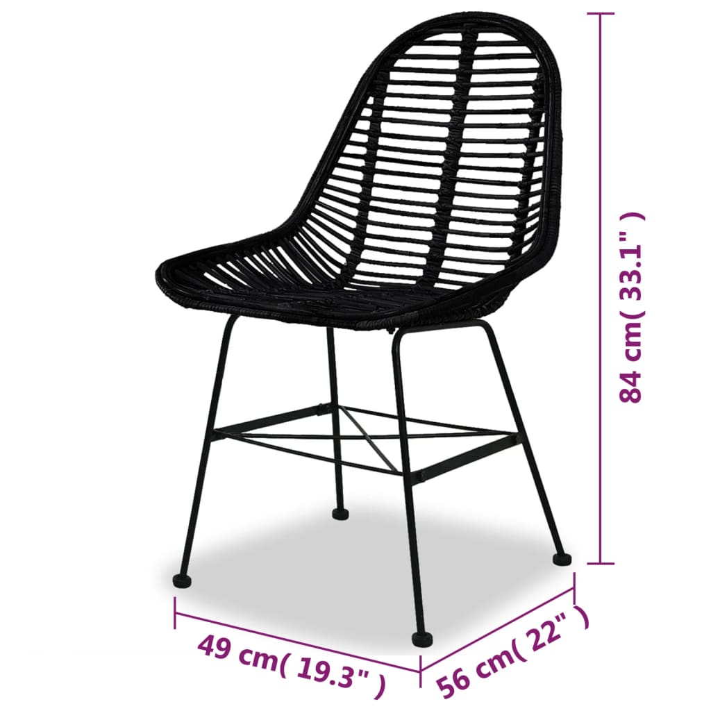 Dining Chairs 2 Pcs Natural Rattan