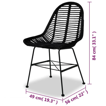 Dining Chairs 2 Pcs Natural Rattan