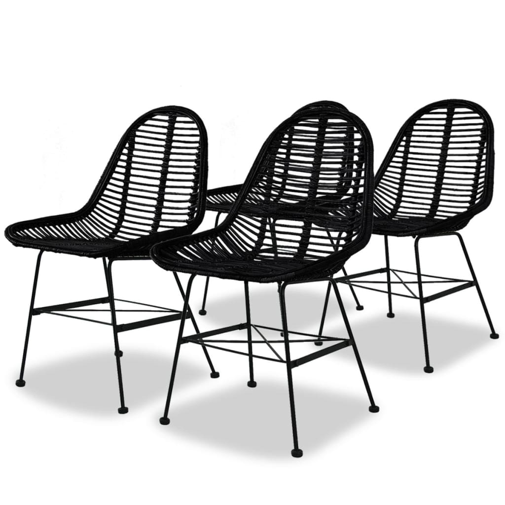 Dining Chairs 2 Pcs Natural Rattan