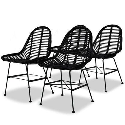 Dining Chairs 2 Pcs Natural Rattan