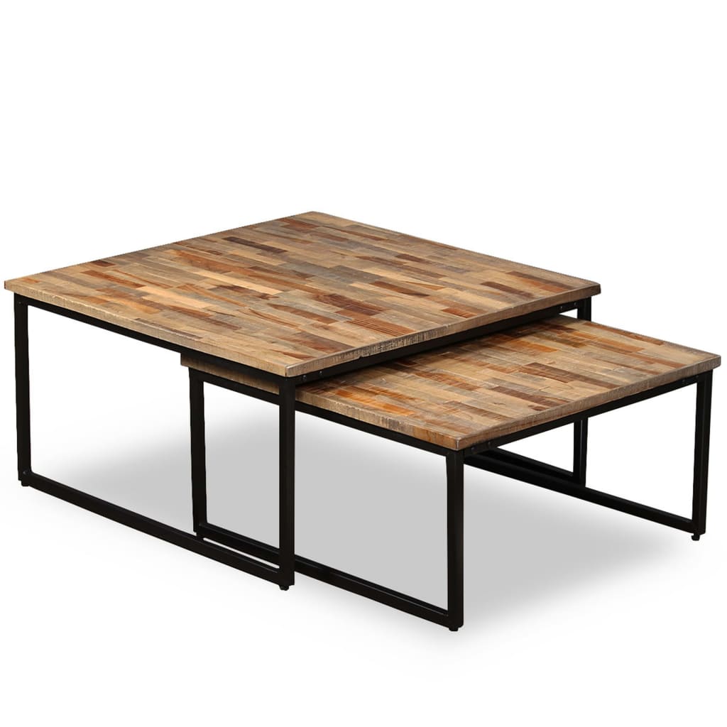 2 Piece Nesting Coffee Table Set Solid Reclaimed Teak