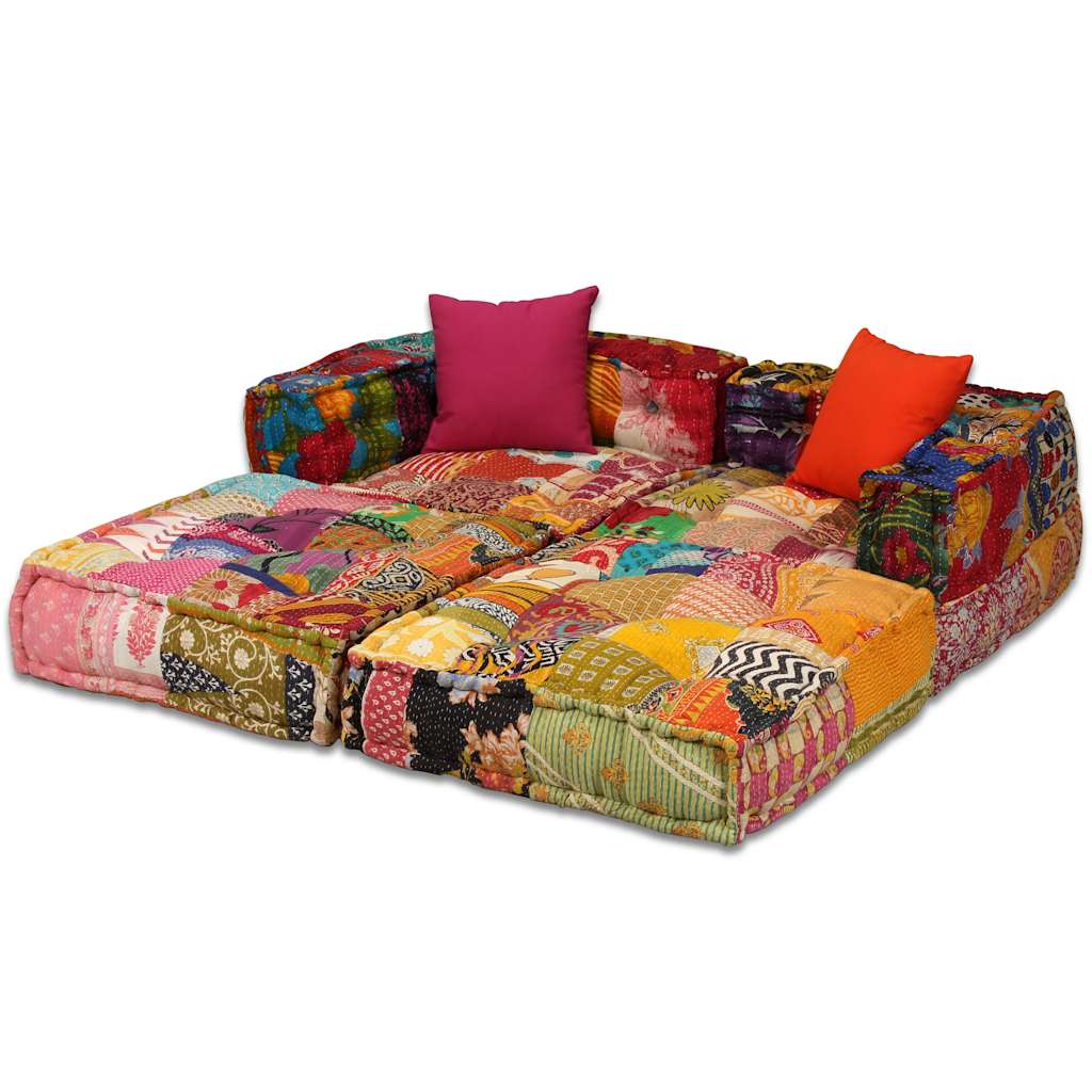 2-Seater Modular Pouffe Fabric