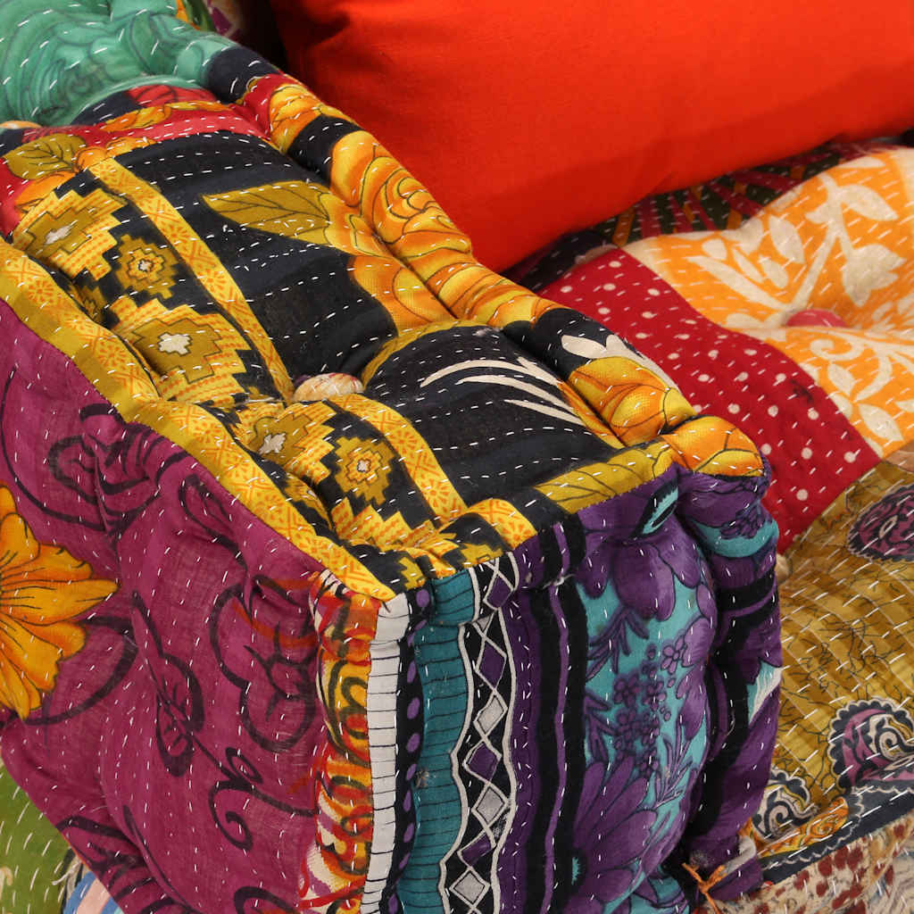 2-Seater Modular Pouffe Fabric