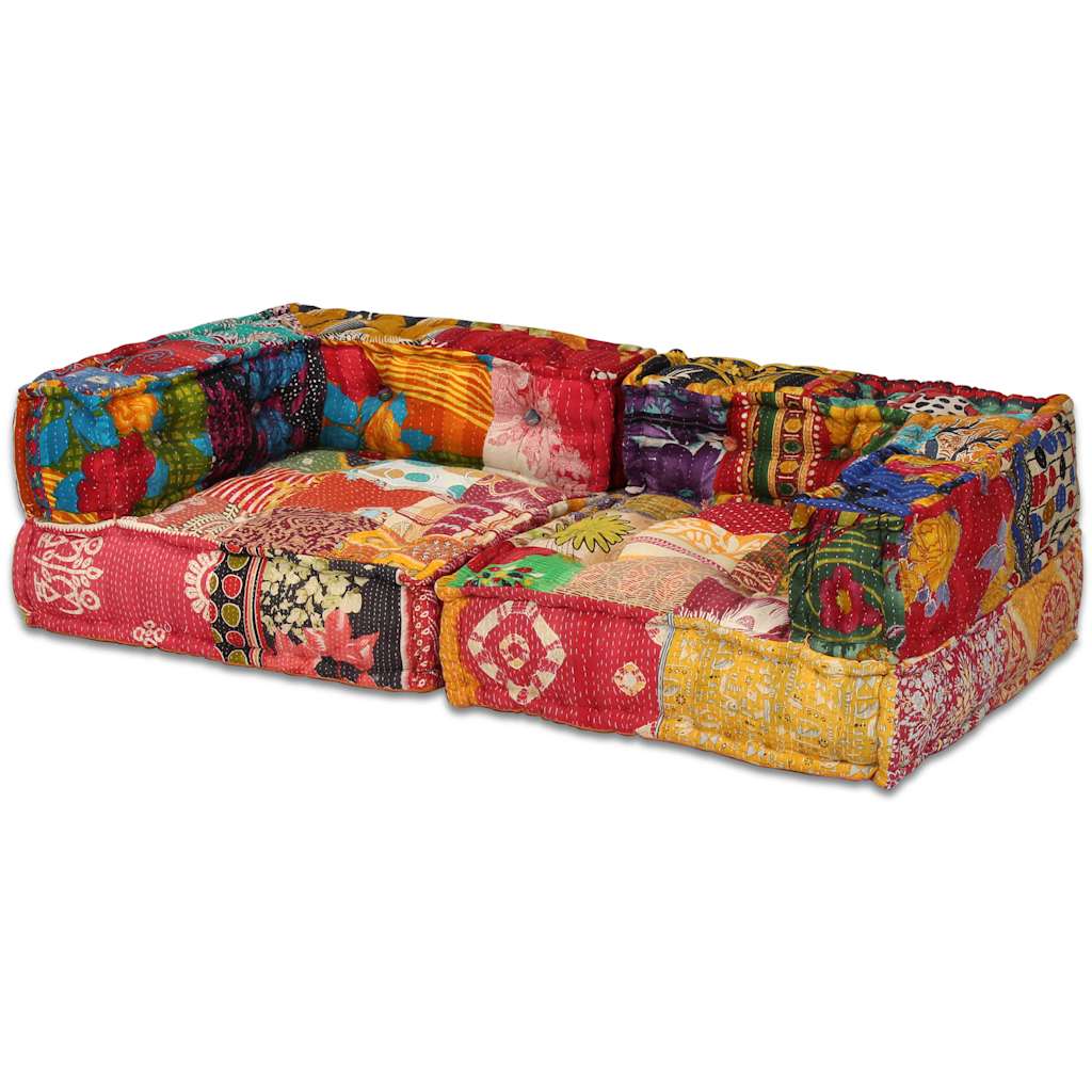 2-Seater Modular Pouffe Fabric