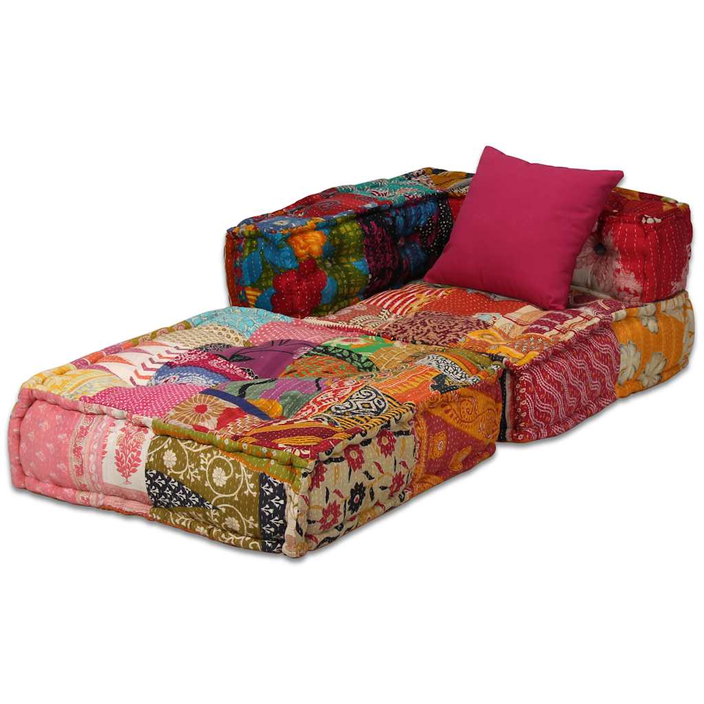 2-Seater Modular Pouffe Fabric