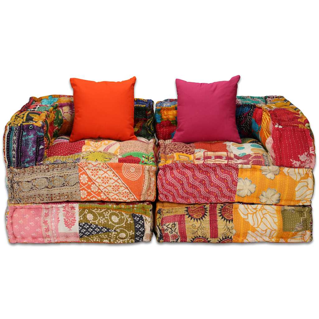 2-Seater Modular Pouffe Fabric