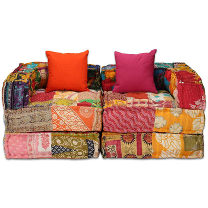 2-Seater Modular Pouffe Fabric