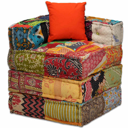 2-Seater Modular Pouffe Fabric