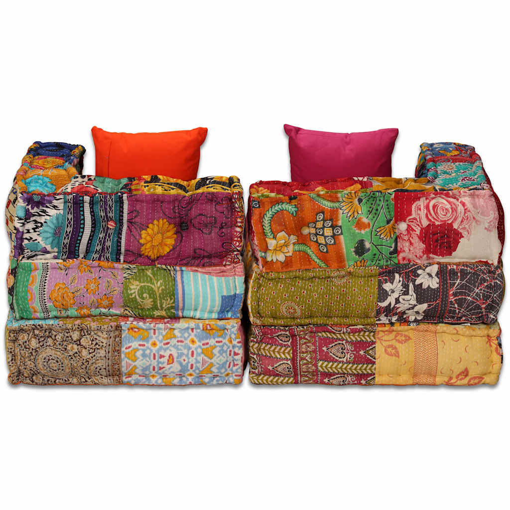 2-Seater Modular Pouffe Fabric