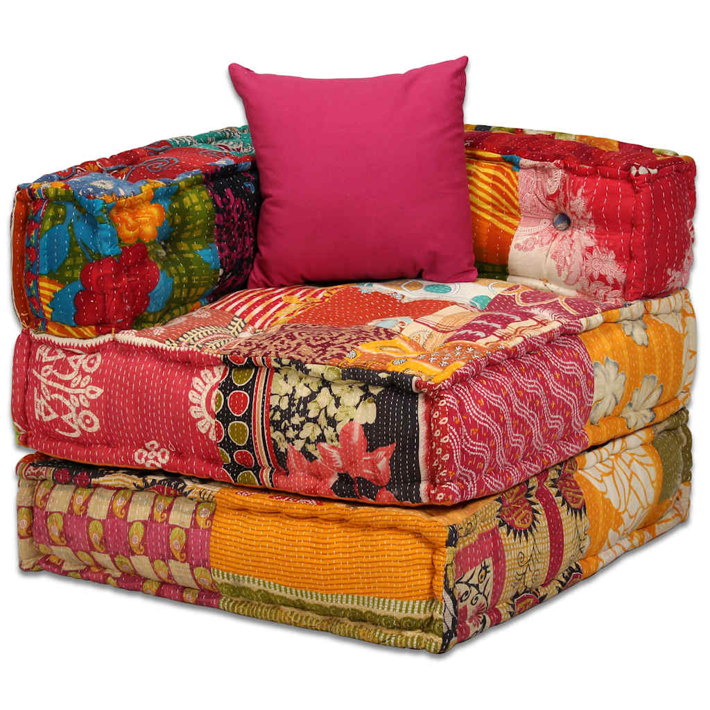 2-Seater Modular Pouffe Fabric