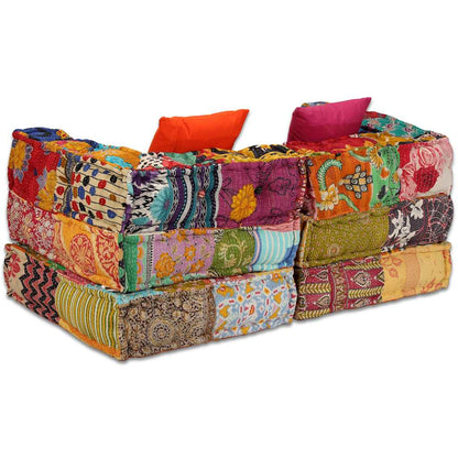 2-Seater Modular Pouffe Fabric