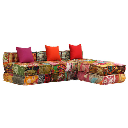 2-Seater Modular Pouffe Fabric