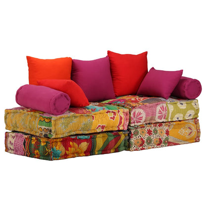 2-Seater Modular Pouffe Fabric