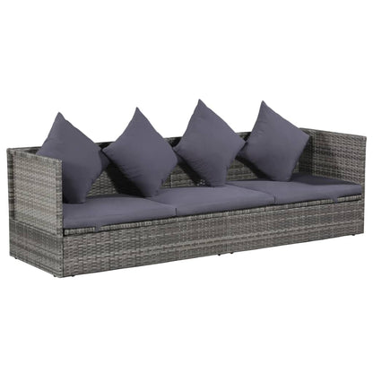 Garden Bed With Cushion And Pillow Poly Rattan