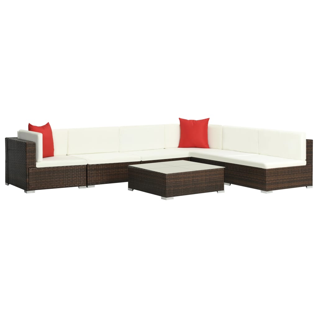 7 Piece Garden Lounge Set With Cushions Poly Rattan