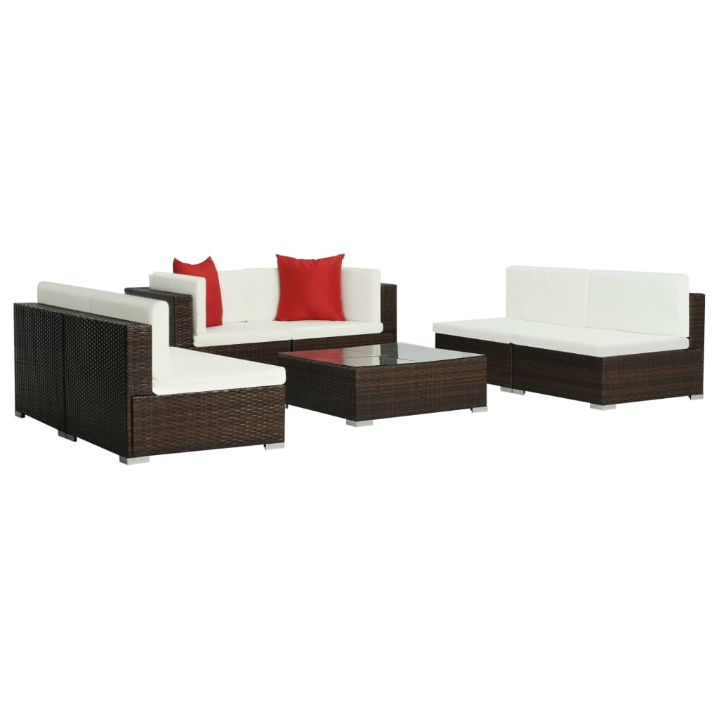 7 Piece Garden Lounge Set With Cushions Poly Rattan