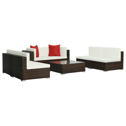 7 Piece Garden Lounge Set With Cushions Poly Rattan