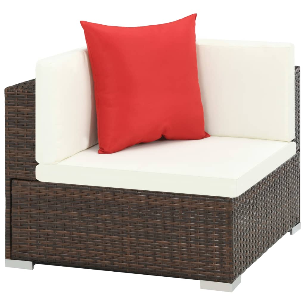 7 Piece Garden Lounge Set With Cushions Poly Rattan