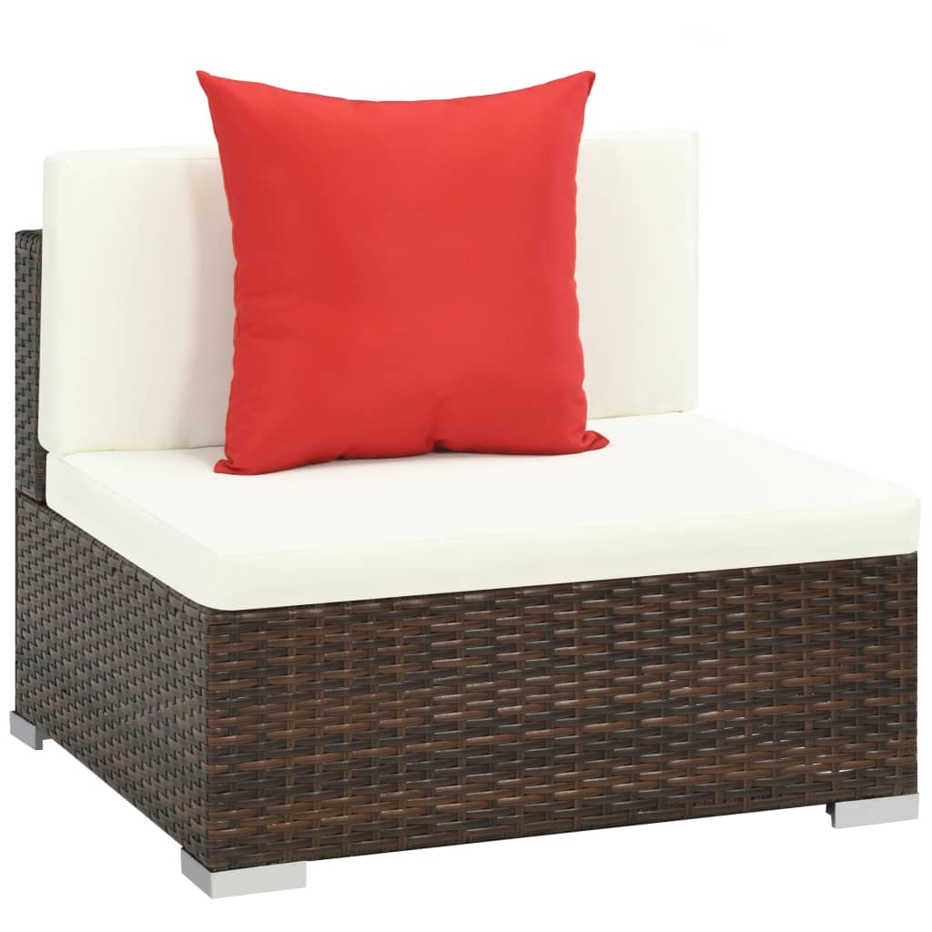 7 Piece Garden Lounge Set With Cushions Poly Rattan