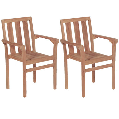 Stacking Garden Chairs 2 Pcs Solid Teak Wood
